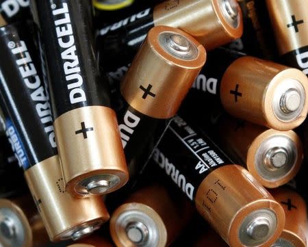 Used Duracell batteries are seen in an office in Kiev April 17, 2012. REUTERS/Anatolii Stepanov