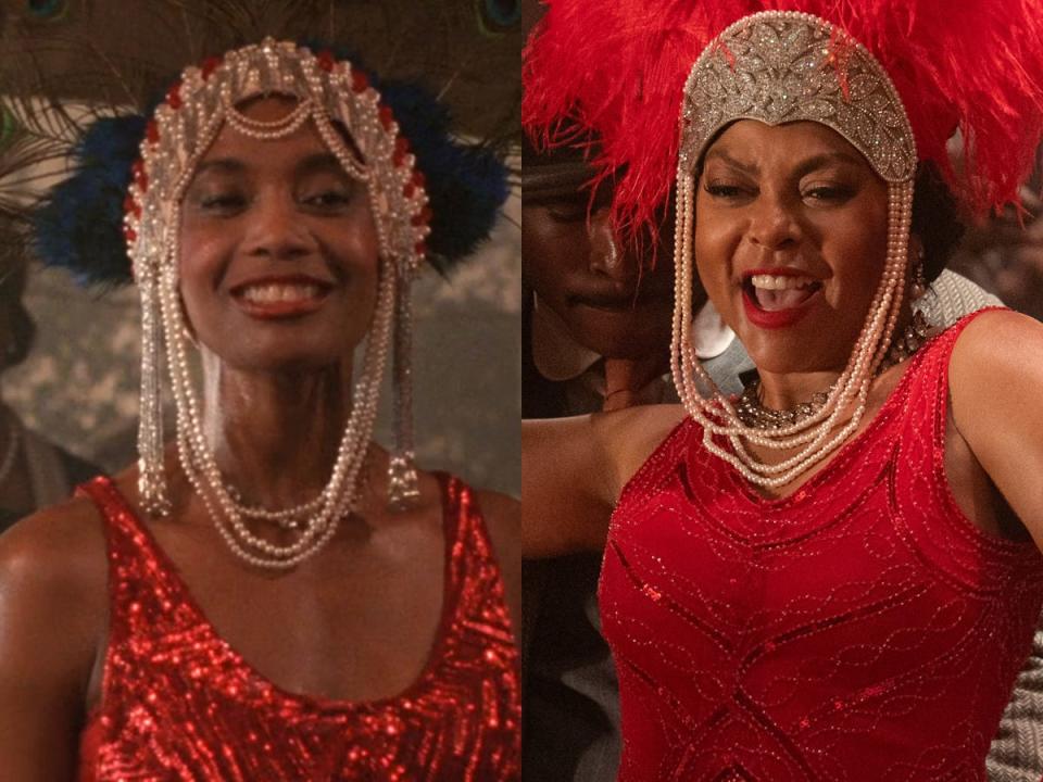 Left: Margaret Avery as Shug Avery in the 1985 version of "The Color Purple." Right: Taraji P. Henson as Shug Avery in the 2023 version of "The Color Purple."