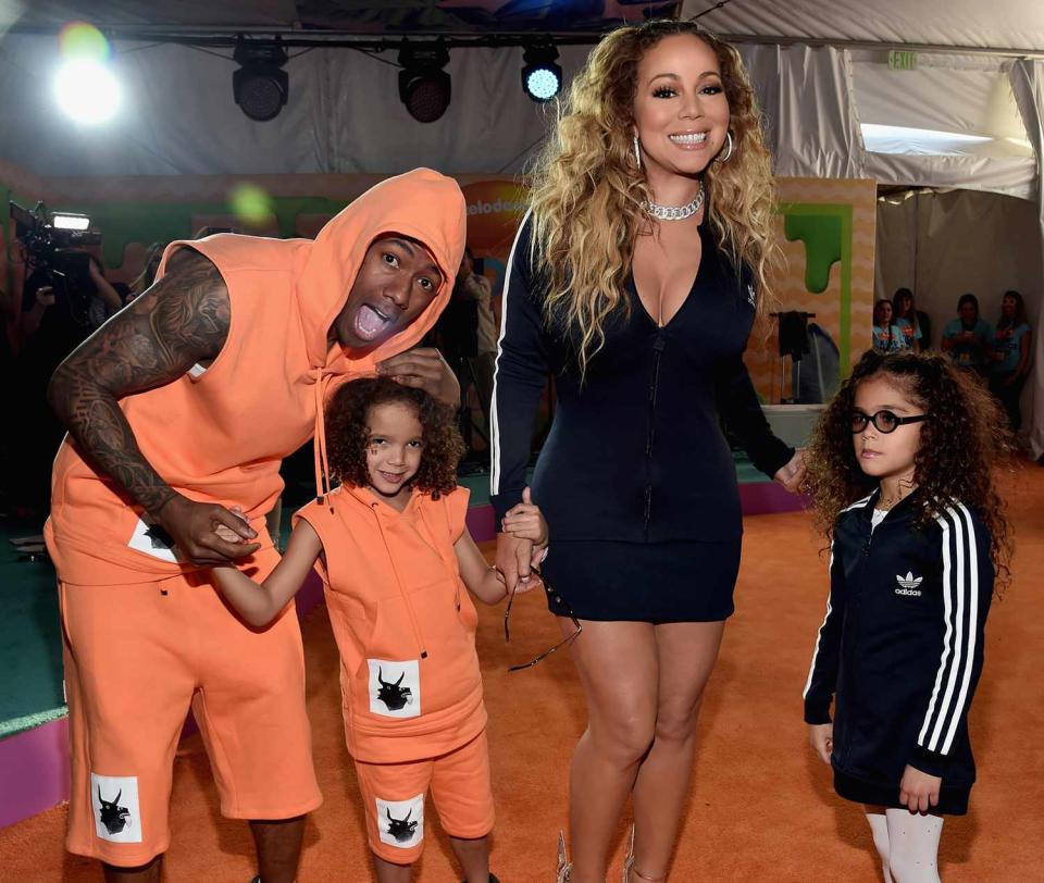 Nick Cannon, Moroccan Scott Cannon, singer Mariah Carey and Monroe Cannon at Nickelodeon's 2017 Kids' Choice Awards at USC Galen Center on March 11, 2017 in Los Angeles, California.