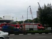 SCDF fire engines outside the Newton MRT station.