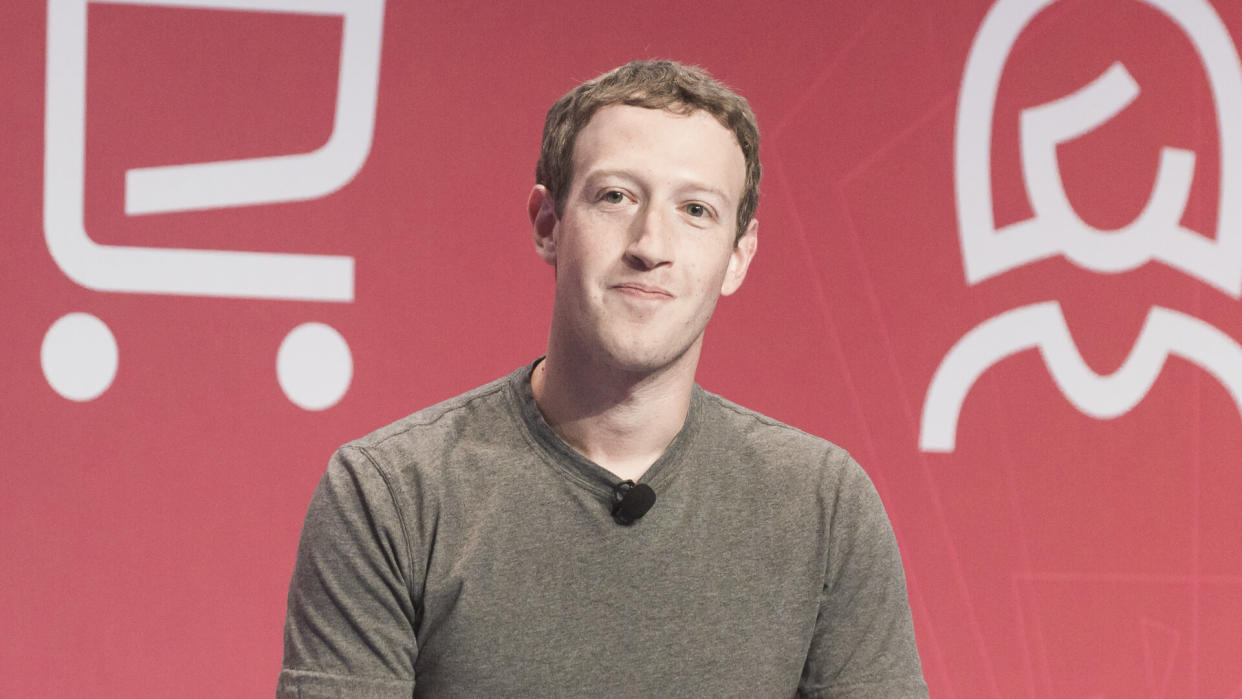 BARCELONA - FEBRUARY 22: Facebook CEO Mark Zuckerberg speaking at the Mobile World Congress on February 22, 2016, Barcelona, Spain.