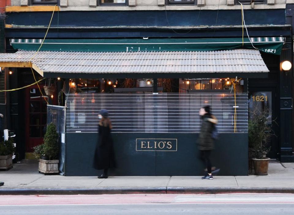 Elio’s restaurant on the Upper East Side of Manhattan. The restaurant is facing a backlash for allowing Sarah Palin to dine indoors without proof of Covid-19 vaccination.