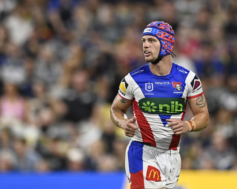 Kalyn Ponga reacts during a game.