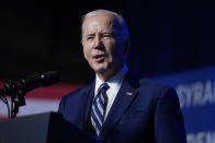 President Joe Biden delivers remarks on the CHIPS and Science Act at the Milton J. Rubenstein Museum, Thursday, April 25, 2024, in Syracuse, N.Y. (AP Photo/Evan Vucci)