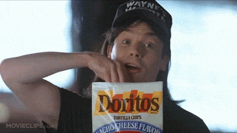 GIF showing Wayne eating Doritos