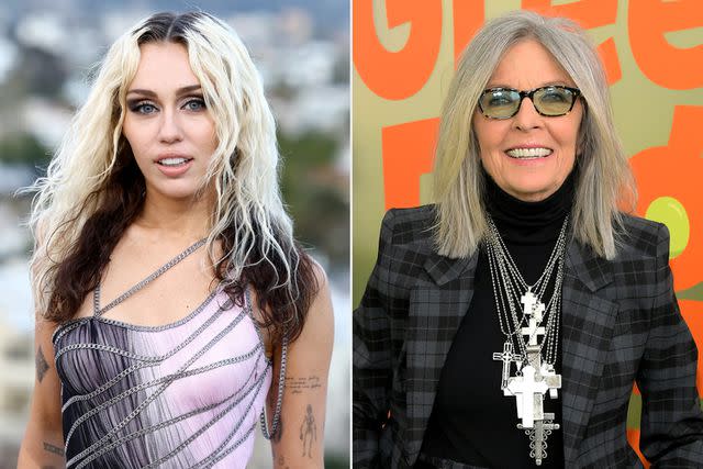 <p>Arturo Holmes/Getty, Charley Gallay/Getty</p> Miley Cyrus; Diane Keaton