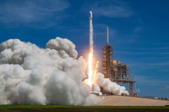 A Falcon 9 rocket launching from Cape Canaveral.