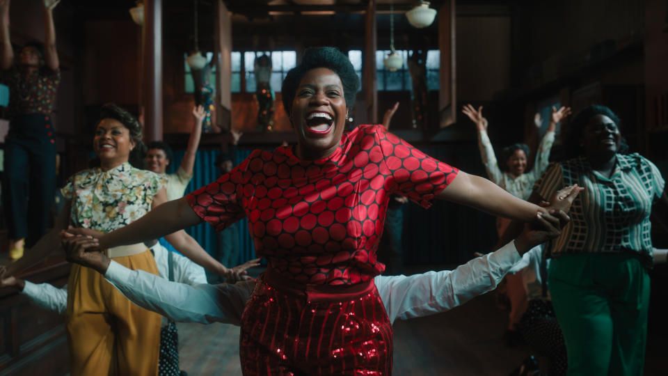 (L-r) TARAJI P. HENSON as Shug Avery, FANTASIA BARRINO as Celie and DANIELLE BROOKS as Sophia in Warner Bros. Pictures’ bold new take on a classic, “THE COLOR PURPLE,” a Warner Bros. Pictures release. (Courtesy Warner Bros. Pictures)