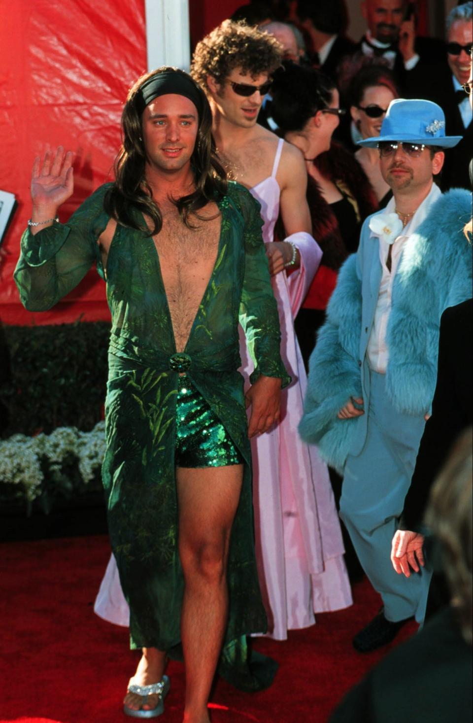 Trey Parker, left, dressed in drag as Jennifer Lopez, and Matt Stone as Gwyneth Paltrow in 2000Getty