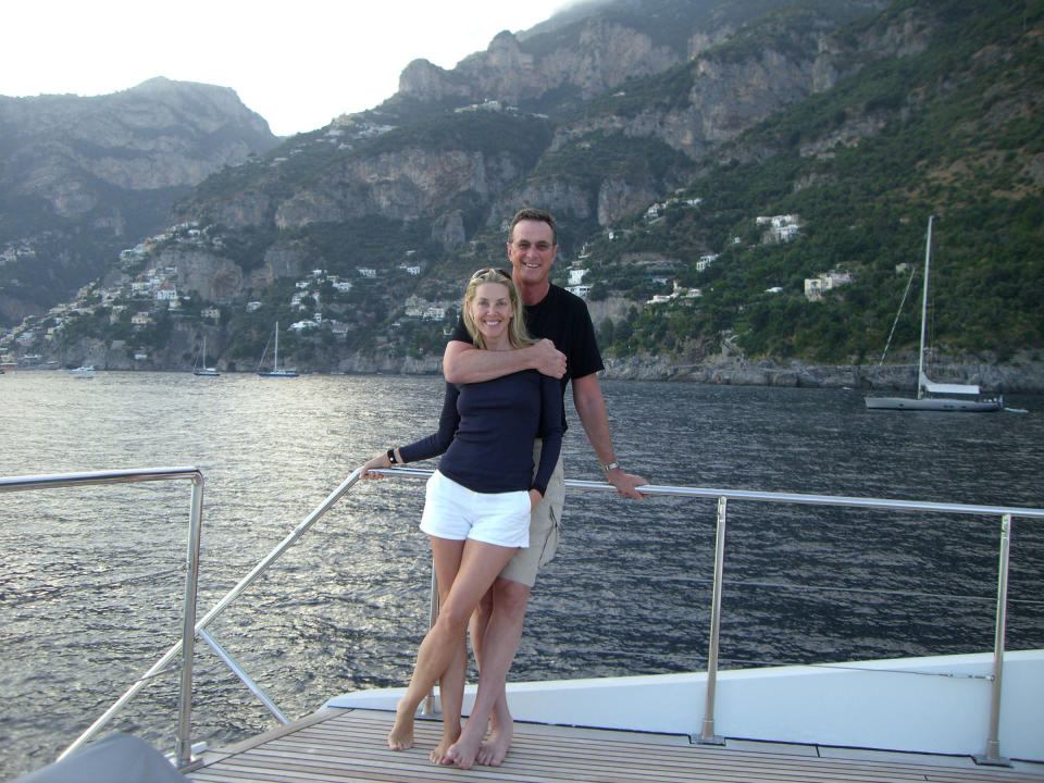 The couple in August 2007 off the Amalfi Coast<span class="copyright">Courtesy of Sherri Crichton</span>