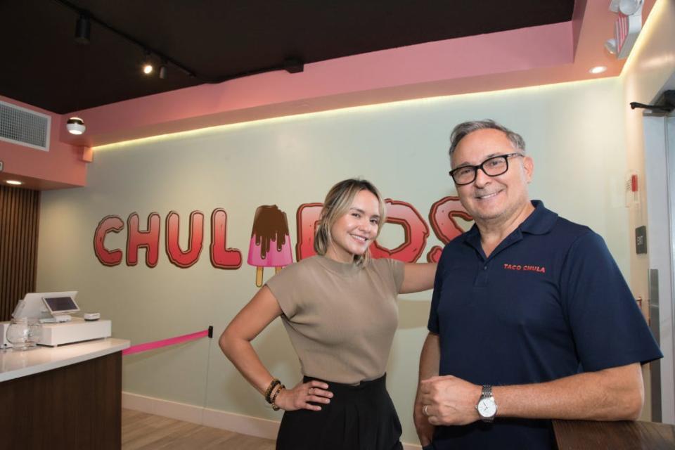 Dahiana Lainfiesta opened Chulados ice cream shop with her father Pedro Tapia (at right) and her brother Peter Tapia in Palm Beach Gardens in October.
