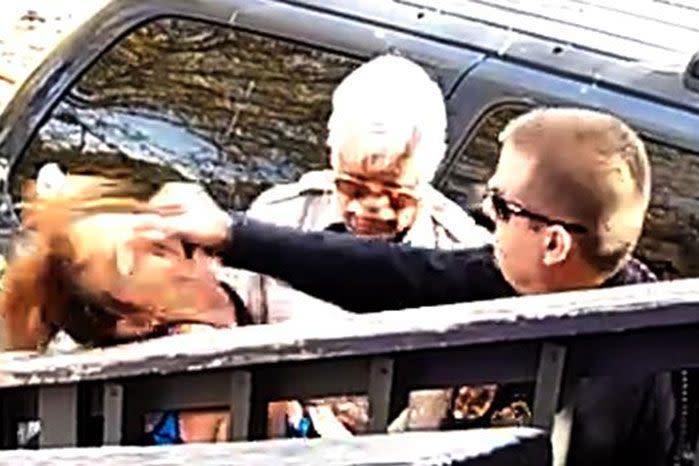 Officers said the young woman was resisting arrest. Image: YouTube