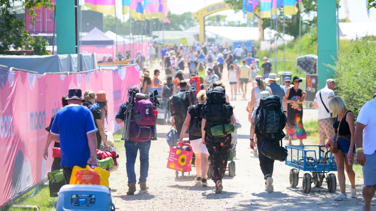 Festival-goers heading into the Isle of Wight Festival on Thursday