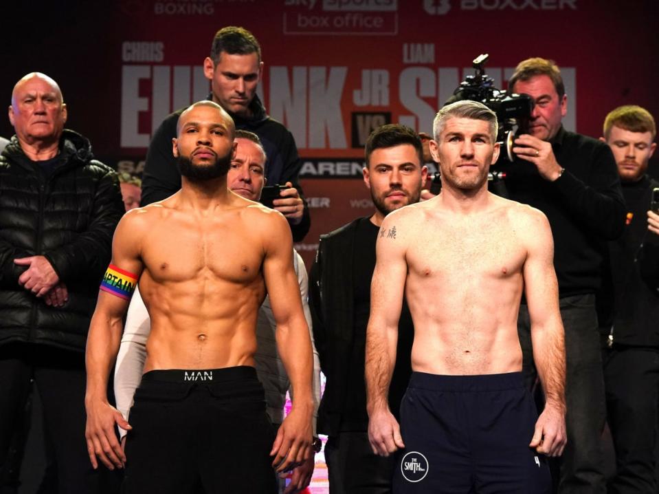 Eubank Jr and Smith pose after making weight (PA)