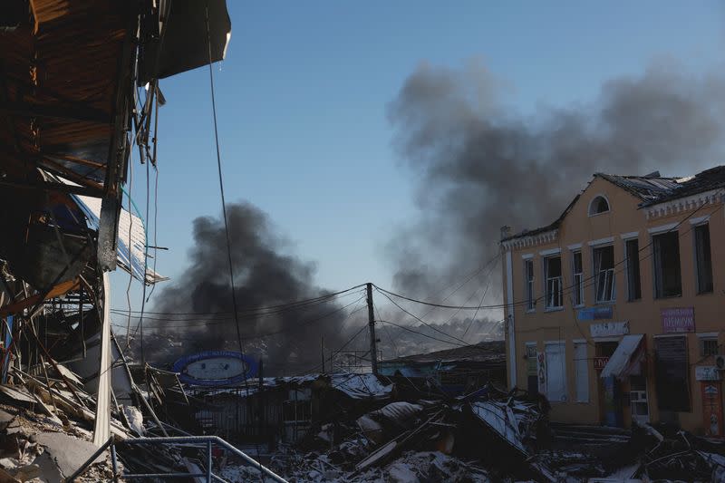 FILE PHOTO: Russian strike during 36-hour Orthodox Christmas ceasefire, in Bakhmut