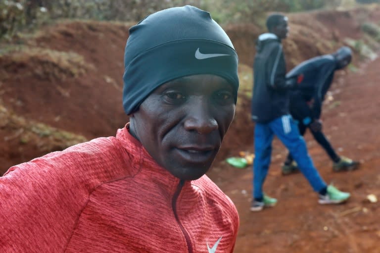 Kenya's Eliud Kipchoge is one of three elite runners attempting to break through the two-hour barrier for running a marathon