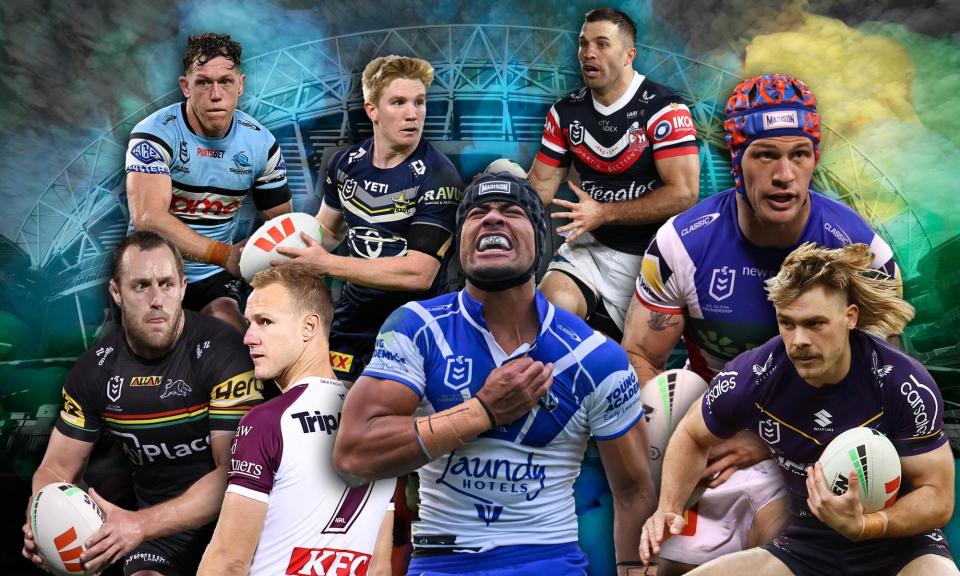 <span>‘The NRL finals are here … and rugby league’s finest are getting ready to beat the tar out of each other in pursuit of premiership glory.’</span><span>Composite: Guardian Design</span>