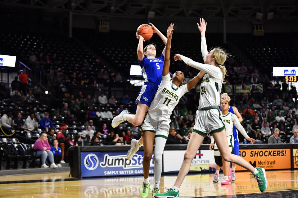 Washburn Rural's Maddie Vickery shoots the ball during the championship game of 6A state basketball at Charles Koch Arena on Saturday, March 9.