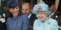 <p>Kate Middleton and her grandmother-in-law were all smiles as they watched a children's sporting event at Vernon Park in Nottingham, England. </p>