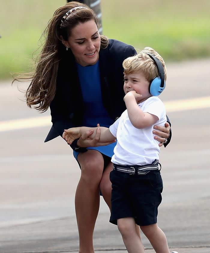 The little prince calmed down once he was given ear muffs. Source: Getty