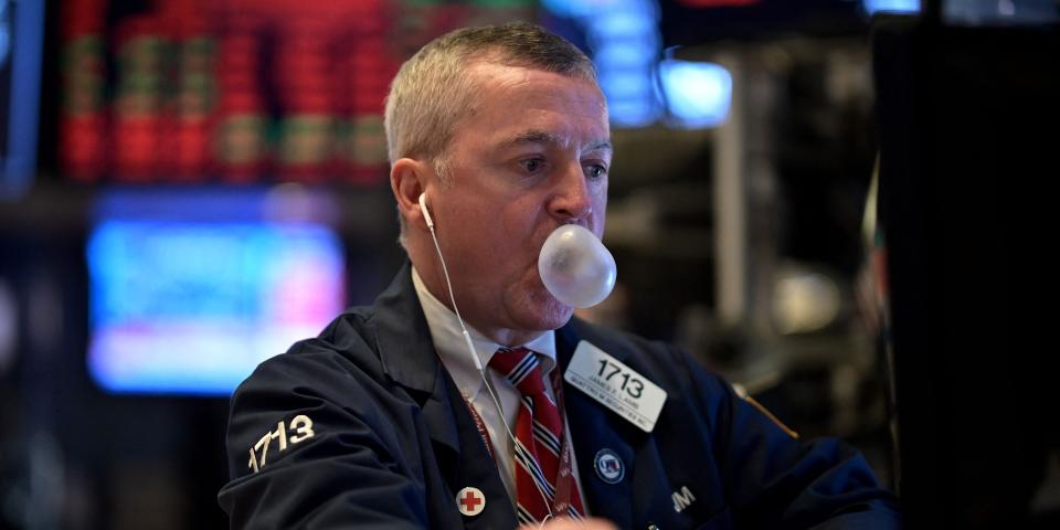 Image of a stock trader at the New York Stock Exchange.