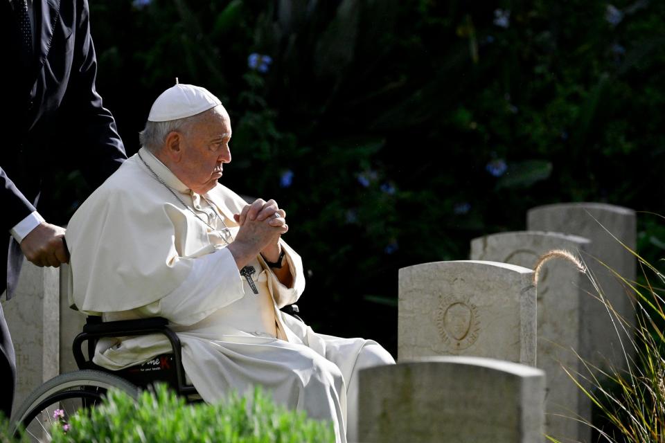 There are no winners in war, Pope Francis said during a visit to a military cemetery (EPA)
