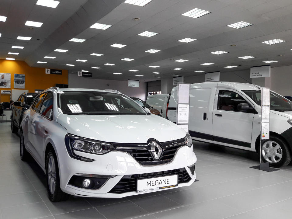 Dacia Dokker and Renault Megane in the Zdunek car dealer showroom are seen in Sopot, Poland on 7 February 2019 According to the Romanian Automobile Manufacturers Association the number of Dacia cars registered in the European Union increased by 12% in 2018 to 519,088 units. Dacia reached a car market share of 3.4% in 2018. The largest Dacia markets were Germany and the UK. (Photo by Michal Fludra/NurPhoto via Getty Images)