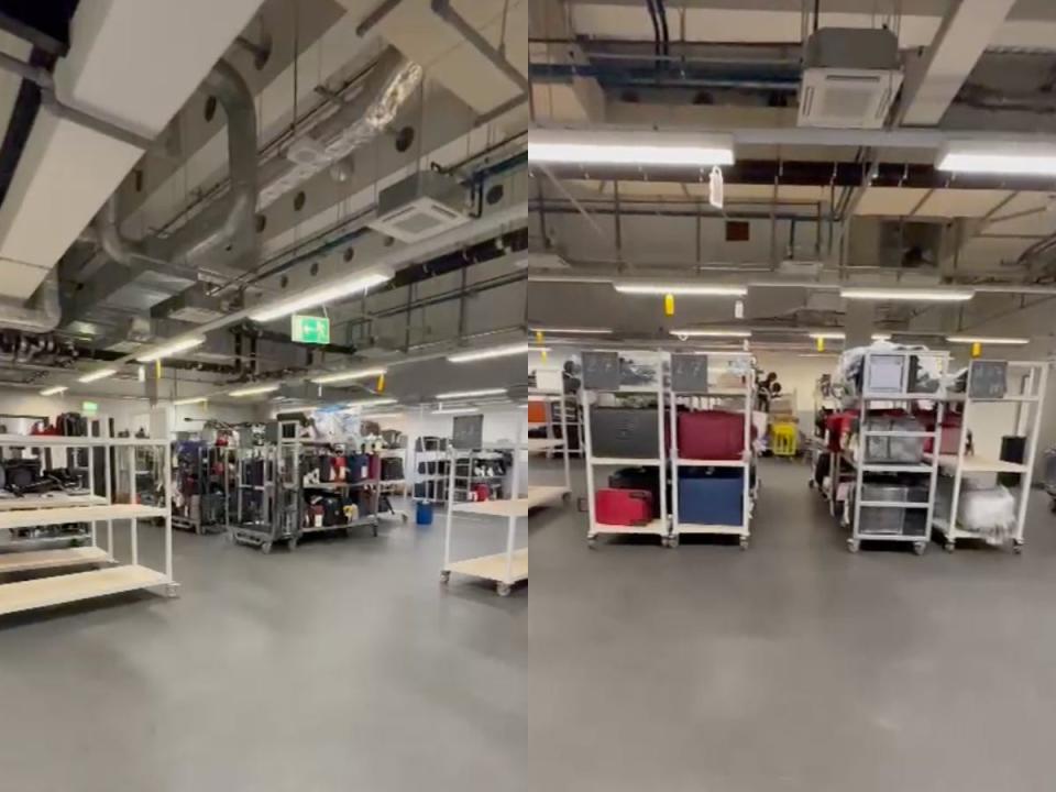 A room with luggage at the Munich Airport in Germany.