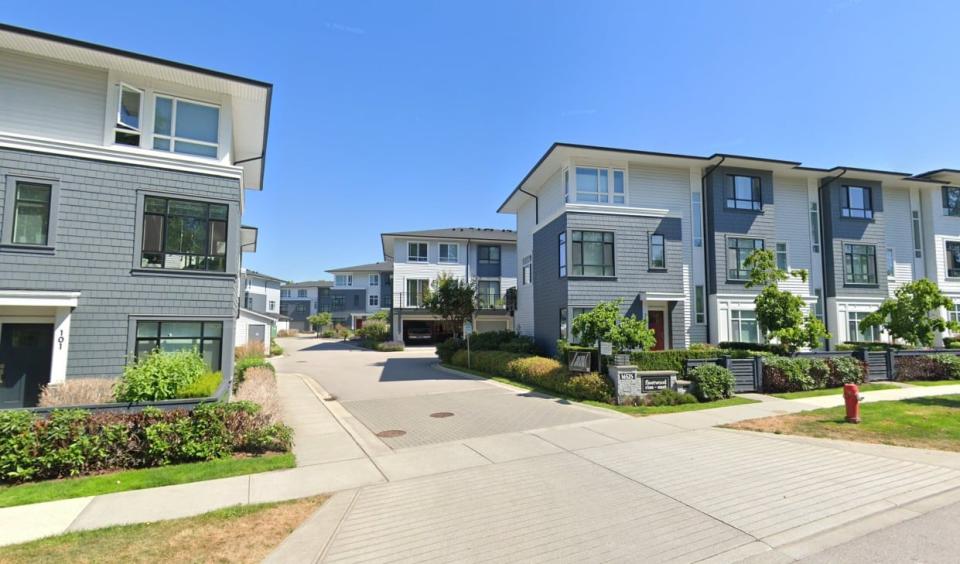 The townhouse that was for sale is in this complex in the Fleetwood area of Surrey, B.C.