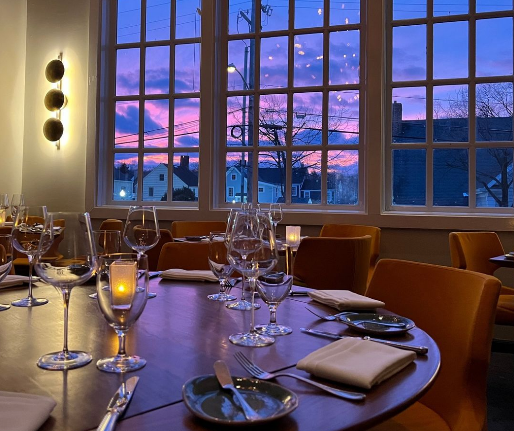 A winter sunset at Restaurant Serenade in Chatham.