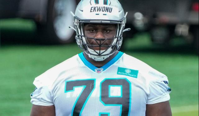 Watch: Panthers OT Ikem Ekwonu does 'Ickey Shuffle' after minicamp TD