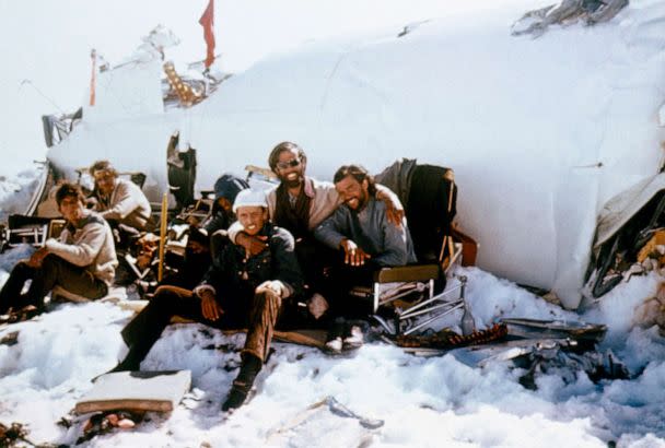 PHOTO: Early December 1972: from left to right: Alvaro Mangino, Carlitos Paez, Daniel Fernandez (in white cap), Coche Inciarte (with his right arm around Daniel), and Pancho Delgado. (Obtained by ABC News)