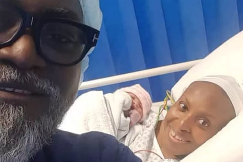 Bolanle and husband Yahaya shortly after the birth of their second daughter