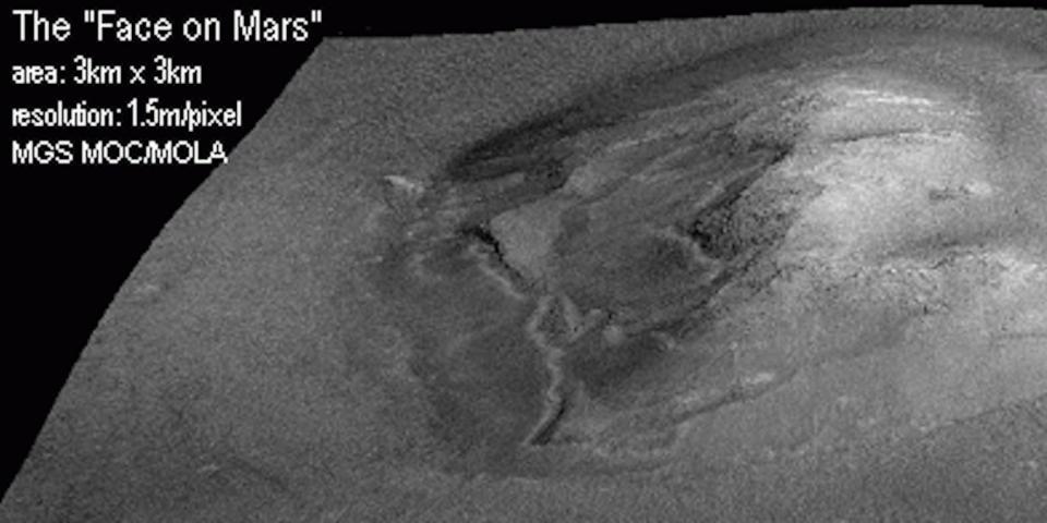 A 2001 3d rendering of the "face on Mars" shows it's nothign more than a rock formation.