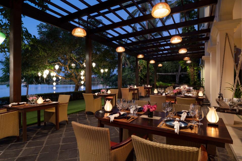 Dine al fresco at Anantara’s Riverside Restaurant and enjoy traditional Vietnamese cuisine (Anantara Resort and Spa)
