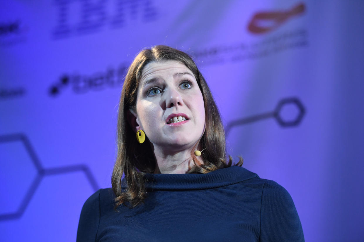 Jo Swinson giving her first major speech as Leader of the Liberal Democrats since she was elected last month at Code Node in London.