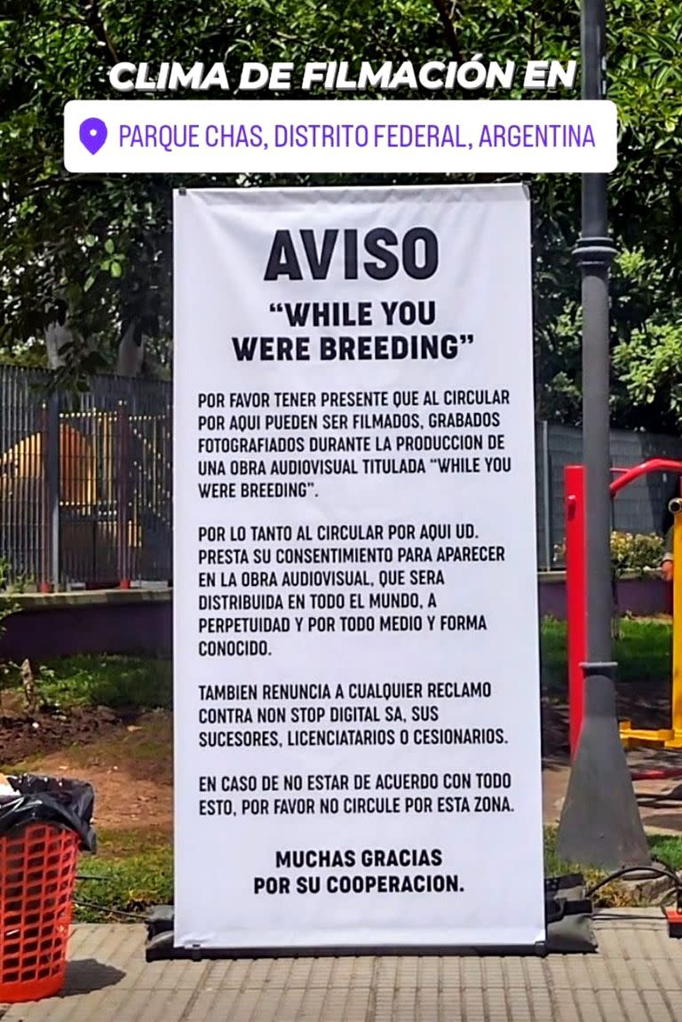 Aviso polémico por una filmación en Parque Chas