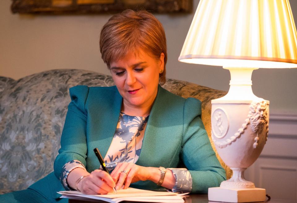 Nicola Sturgeon signs letter asking for second Scottish independence referendum: Stuart Nicol Photography / The Scottish Government via Getty