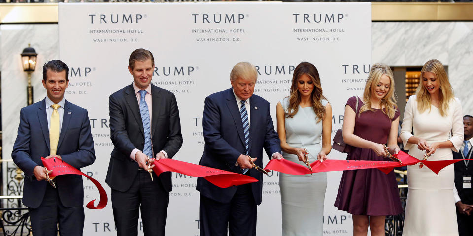 Donald Trump and family cut the ribbon at new Trump International Hotel in Washington