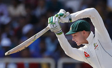 India v Australia - Third Test cricket match - Jharkhand State Cricket Association Stadium, Ranchi, India - 20/03/17 - Australia's Peter Handscomb plays a shot. REUTERS/Adnan Abidi