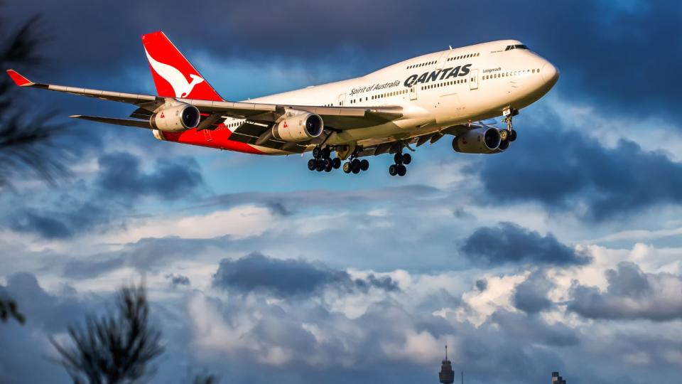 Qantas plane in flight