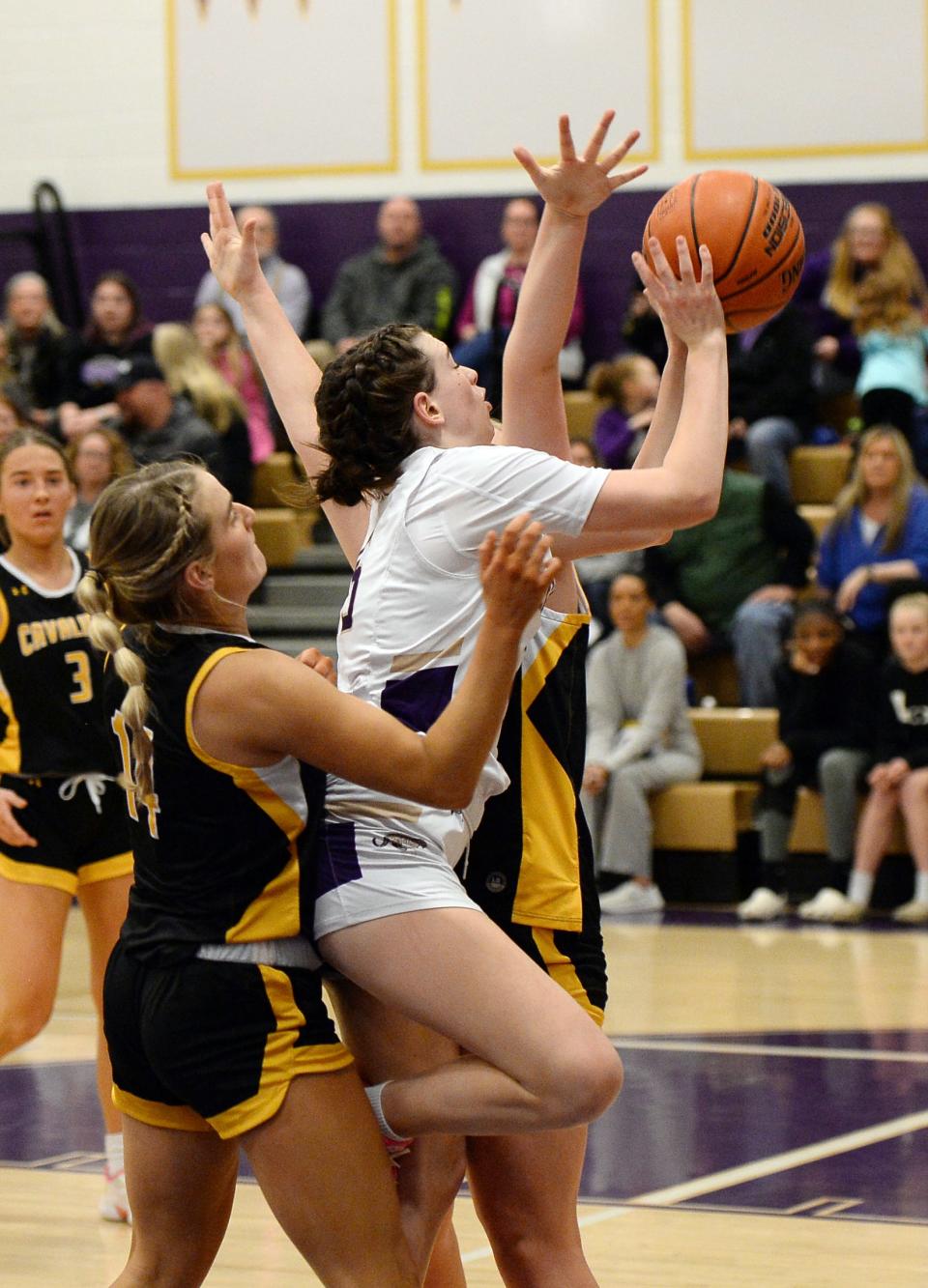 Smithsburg's Molly Weaver drives to the basket during the Leopards' 62-54 loss to South Carroll in the 1A West Region II semifinals.