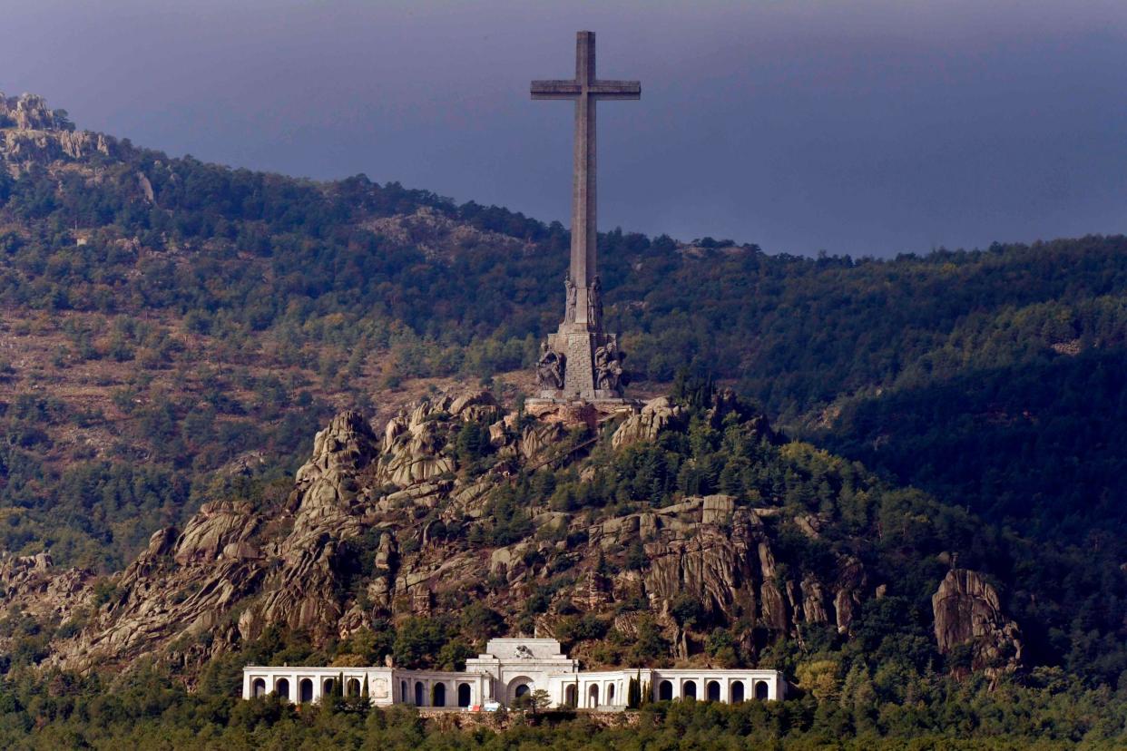 A general view of the Valle de los Caidos (Valley of the Fallen) mausoleum in San Lorenzo del Escorial during the exhumation of Spanish dictator Francisco Franco on October 24, 2019 JAVIER SORIANO / AFP: AFP via Getty Images