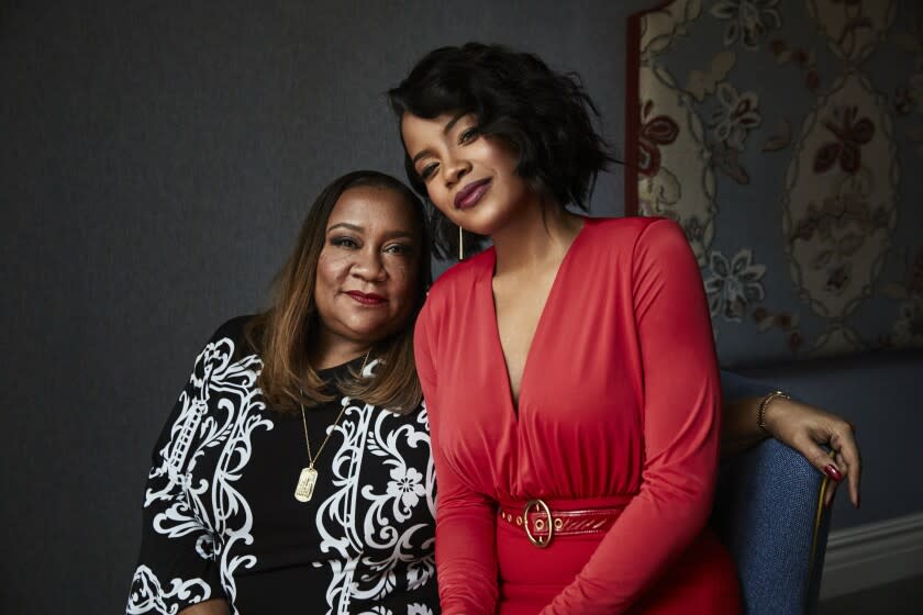 NEW YORK, NEW YORK, December 9th, 2021. Dana Canedy and Actress Chante Adams are seen at the Whitby Hotel near Central Park in New York, NY. Adams portrays Canedy in the new film "Journal for Jordan" directed by Denzel Washington set to release this year. 12/09/2021 Photo by Jesse Dittmar / For The Times