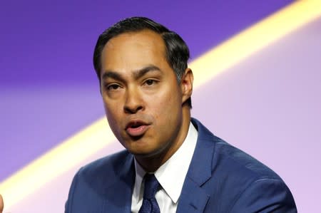 Democratic U.S. Presidential candidate Julian Castro addresses the audience during the Presidential candidate forum at the annual convention of the National Association of the Advancement of Colored People (NAACP) in Detroit,