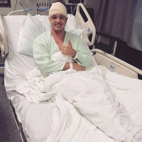 Johnny in his hospital bed after surgery. Source: Instagram/Johnny Ruffo