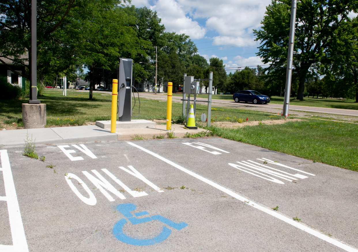 This new electric vehicle charging station began operating this month at 9015 Maple Grove Road in Windham. It is by a building where the village's police department plans to move.