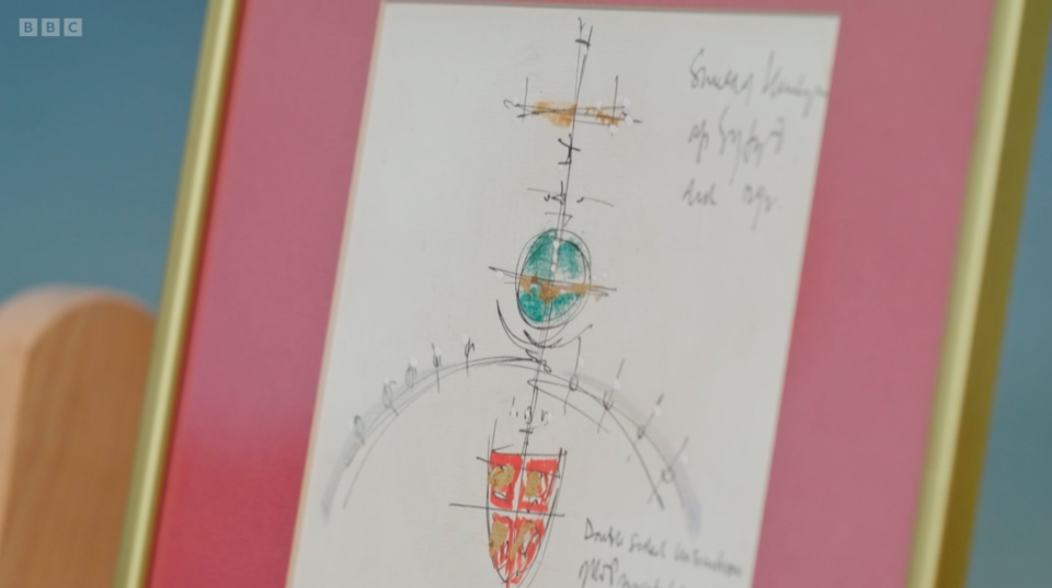 The original designs for King Charles' investiture crown were revealed on Antiques Roadshow. (BBC)