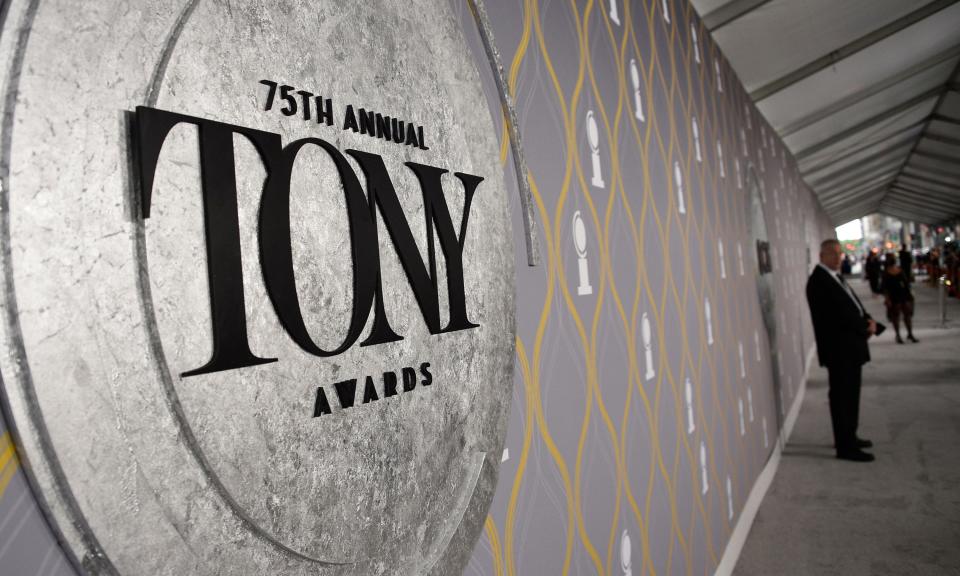 A view of the red carpet appears before the start of the 75th annual Tony Awards on Sunday, June 12, 2022, at Radio City Music Hall in New York.