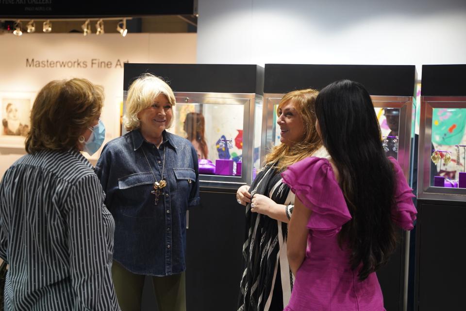 Martha Stewart shops at Lorraine Schwartz's booth at the 2022 Palm Beach Show.